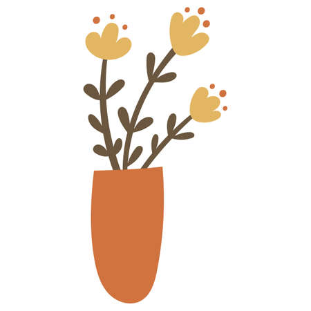 Abstract floral elements in a vase. Vector illustration.のイラスト素材