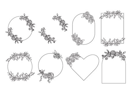 Floral Frame Set. Vector illustration.のイラスト素材