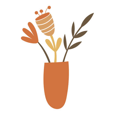Abstract floral elements in a vase. Vector illustration.のイラスト素材