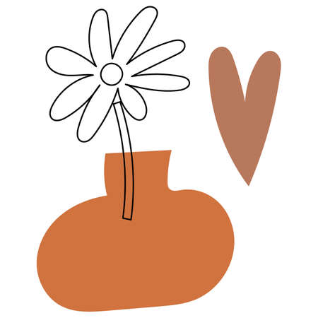 Abstract floral elements in a vase. Vector illustration.のイラスト素材