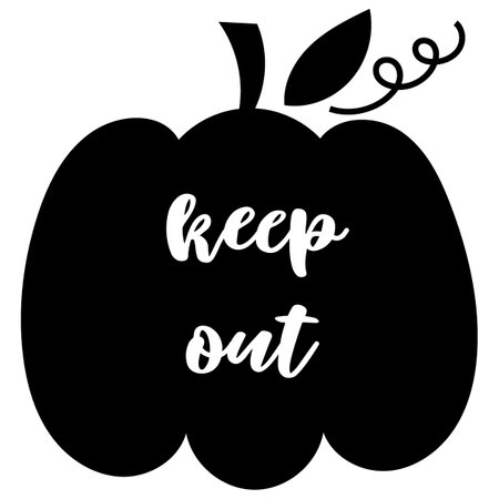 Keep out - lettering on pumpkin silhouette. Vector illustration.のイラスト素材