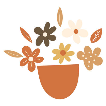 Abstract floral elements in a vase. Vector illustration.のイラスト素材