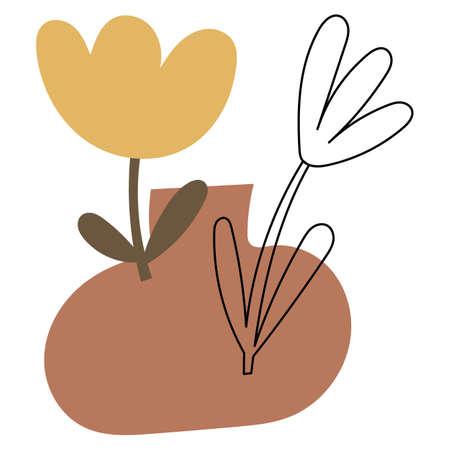 Abstract floral elements in a vase. Vector illustration.のイラスト素材