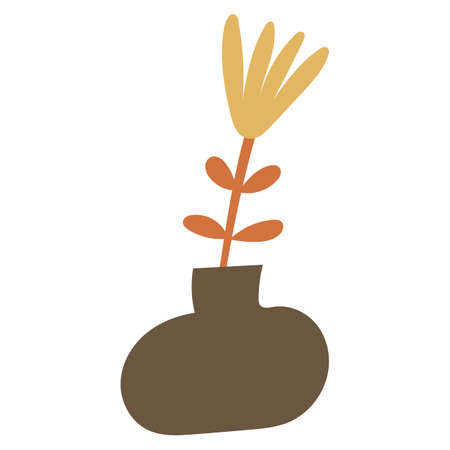 Abstract floral elements in a vase. Vector illustration.のイラスト素材