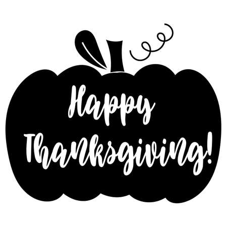 Happy Thanksgiving - lettering and pumpkin design. Vector illustration.のイラスト素材