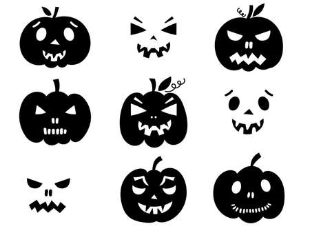 Carved Pumpkin Faces. Vector illustration.のイラスト素材