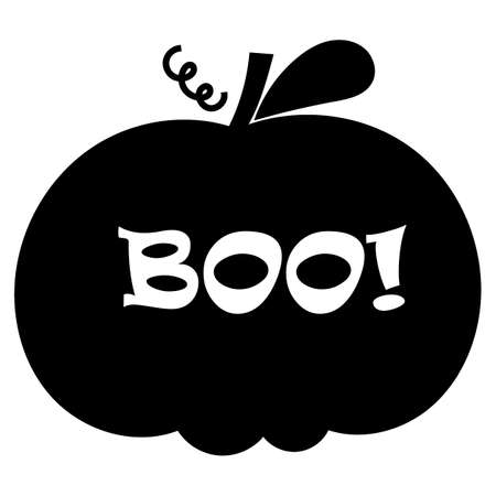 Boo! - lettering on pumpkin silhouette. Vector illustration.のイラスト素材