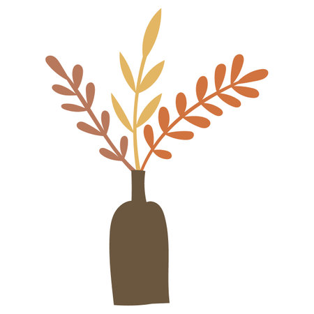 Abstract floral elements in a vase. Vector illustration.のイラスト素材