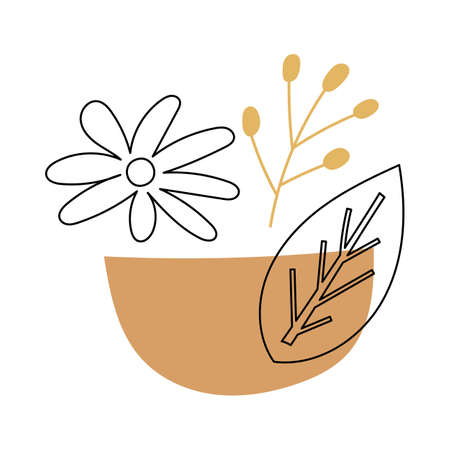 Abstract floral elements in a vase. Vector illustration.のイラスト素材