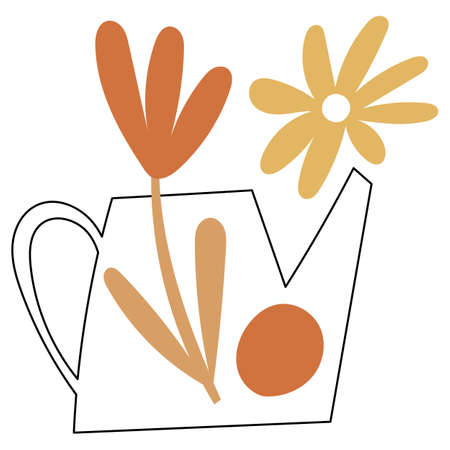 Abstract floral elements in a vase. Vector illustration.のイラスト素材