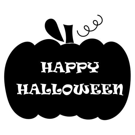 Happy Halloween - lettering on pumpkin silhouette. Vector illustration.のイラスト素材