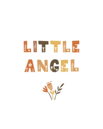 Little Angel - Nursery poster design. Vector illustration.のイラスト素材