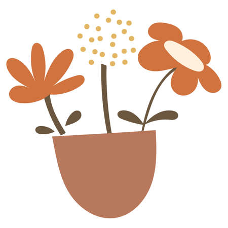 Abstract floral elements in a vase. Vector illustration.のイラスト素材