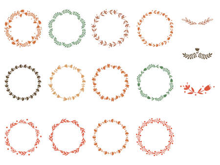 Floral Wreath Set. Vector illustration.のイラスト素材