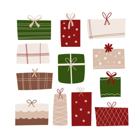 Christmas Gifts clipart set. Vector illustration.のイラスト素材