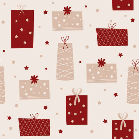 Christmas seamless pattern design with presents. Vector illustration.のイラスト素材