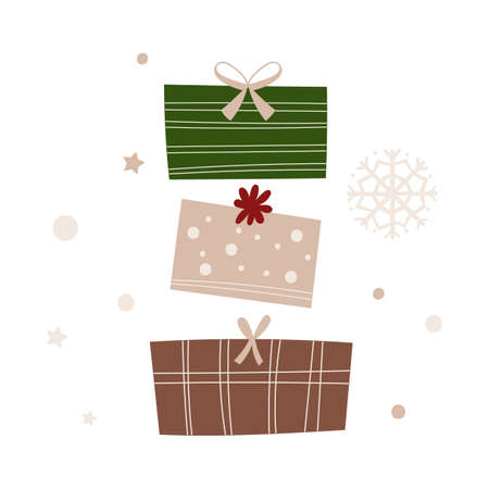Christmas greeting card design with presents. Vector illustration.のイラスト素材