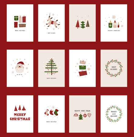 Christmas greeting card template design. Vector illustration.のイラスト素材