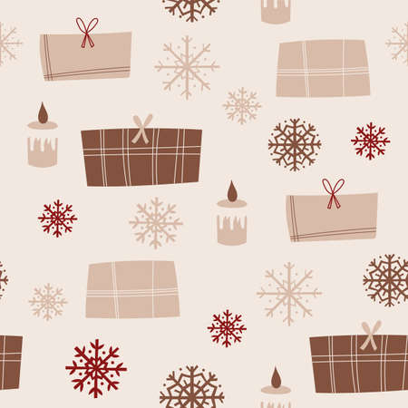 Christmas seamless pattern design with presents. Vector illustration.のイラスト素材
