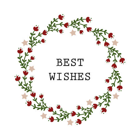 Merry and Bright greeting card design. Vector illustration.のイラスト素材