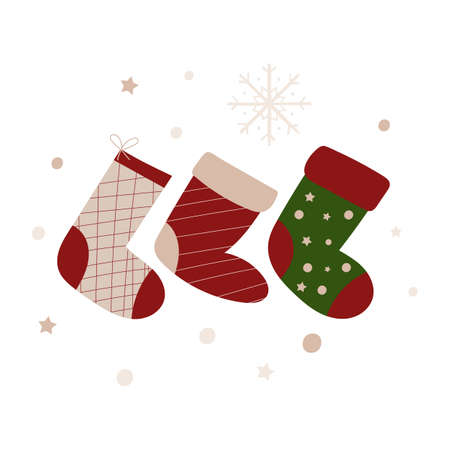 Christmas gift socks. Vector illustration.のイラスト素材