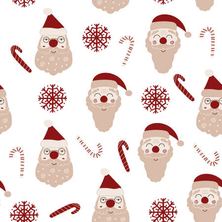 Christmas seamless pattern design with Santa Clauses. Vector illustration.のイラスト素材