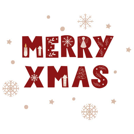 Christmas Greeting - Merry X-mas. Vector illustration.のイラスト素材