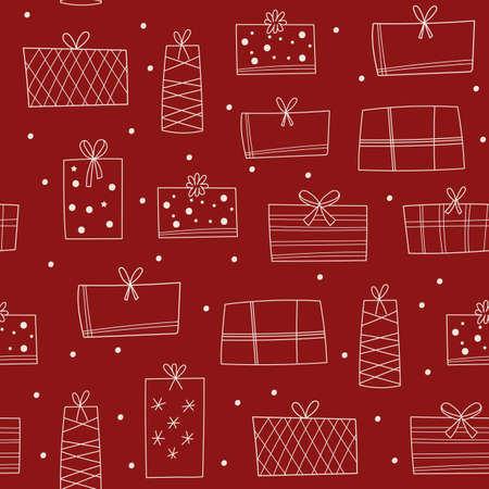 Christmas seamless pattern design with presents. Vector illustration.のイラスト素材