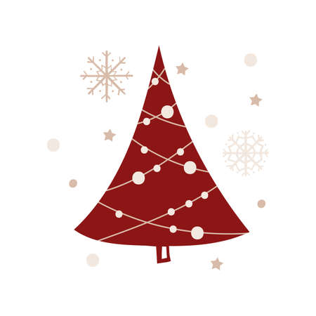 Christmas greeting card template with a tree. Vector illustration.のイラスト素材