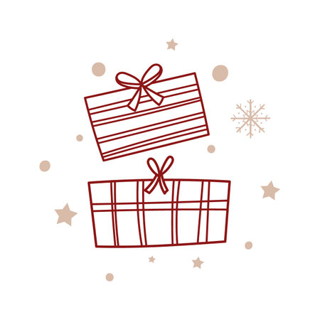 Christmas greeting card template with presents. Vector illustration.のイラスト素材
