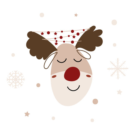 Reindeer head greeting card. Vector illustration.のイラスト素材