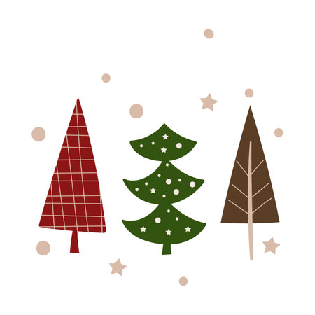 Christmas greeting card template with trees. Vector illustration.のイラスト素材