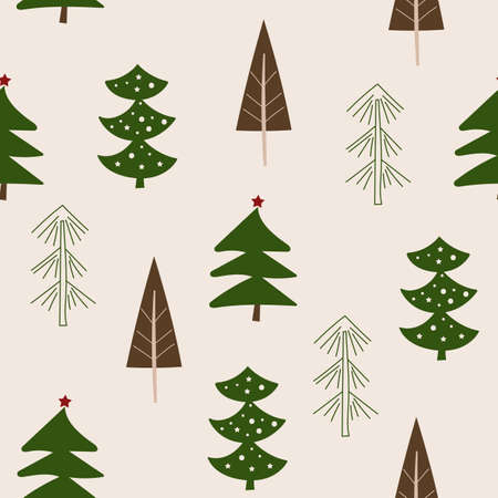 Christmas seamless pattern design with trees. Vector illustration.のイラスト素材