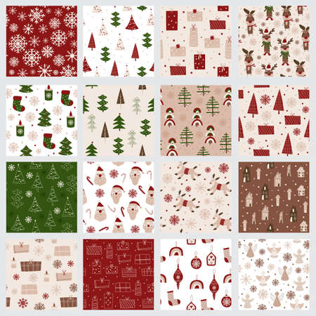 Christmas Pattern collection. Vector illustration.のイラスト素材