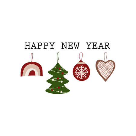 Christmas greeting card design with ornaments. Vector illustration.のイラスト素材