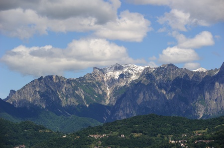 panoramic view of Mount Pasubioの写真素材