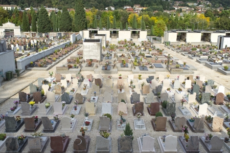 top view of an Italian cemeteryのeditorial素材