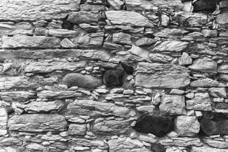 old stone wall in black and white
