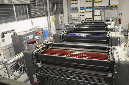 view from above of offset printing machineのeditorial素材