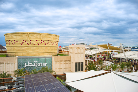 Milan - May 20, 2015 - Milan Expo 2015, view of expo whit Qatar Pavilionのeditorial素材