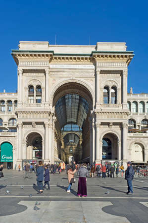 Galleria Vittorio Emanuele II, is Italy's oldest active shopping mall and a major landmark of Milan, Italyのeditorial素材