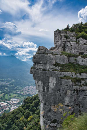 panorama of Monte Cengio on the Asiago plateau, in Italy. Tragic scenery of the First World Warの写真素材