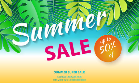 Summer sale background layout for banners,Wallpaper,flyers, invitation, posters, brochure, voucher discount.Vector illustration template.のイラスト素材