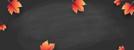 Back to school - school board with autumn leaves. Template for banner.Vectorのイラスト素材