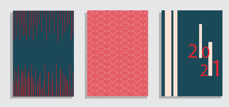 Collection of creative universal art postcards. Hand drawn texture. Trendy graphic design for banner, poster, card, cover, invitation, brochure, flyer. Brush stroke imitation .Vectorのイラスト素材