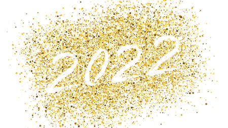 Banner with golden brush 2022. Happy New Year elegant business background. Isolated brush shapes 2022. Vector illustration.のイラスト素材