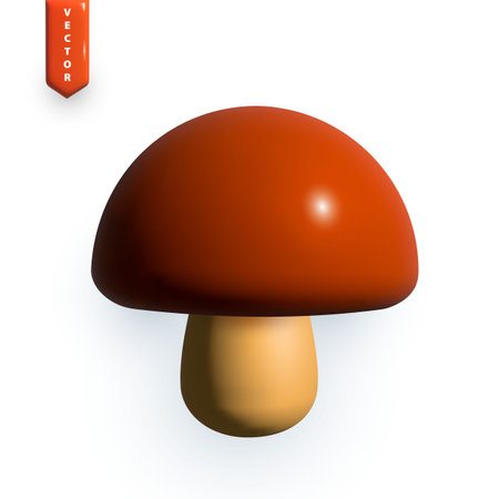 Realistic forest brown mushroom. 3d illustration. vector illustrationのイラスト素材