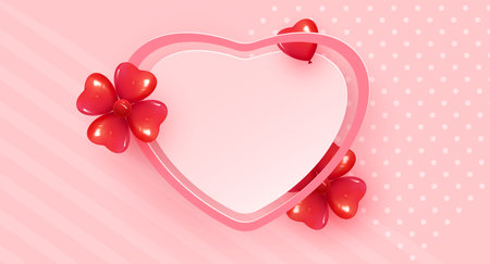Realistic colorful red hearts around heart shaped frame. Be my Valentine. vector illustrationのイラスト素材