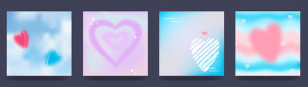 Happy Valentine's Day greeting cards. fashion gradients. Social media story templates for digital marketing and sales promotion. vector illustrationのイラスト素材
