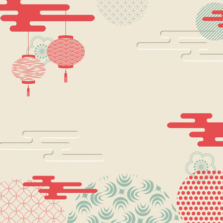 Chinese New Year 2024, Year of the Dragon, zodiac. Banner template for Chinese New Year with dragon and traditional patterns vectorのイラスト素材